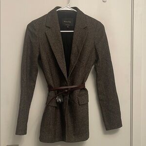 Massimo Dutti Dark Brown Blazer with Belt